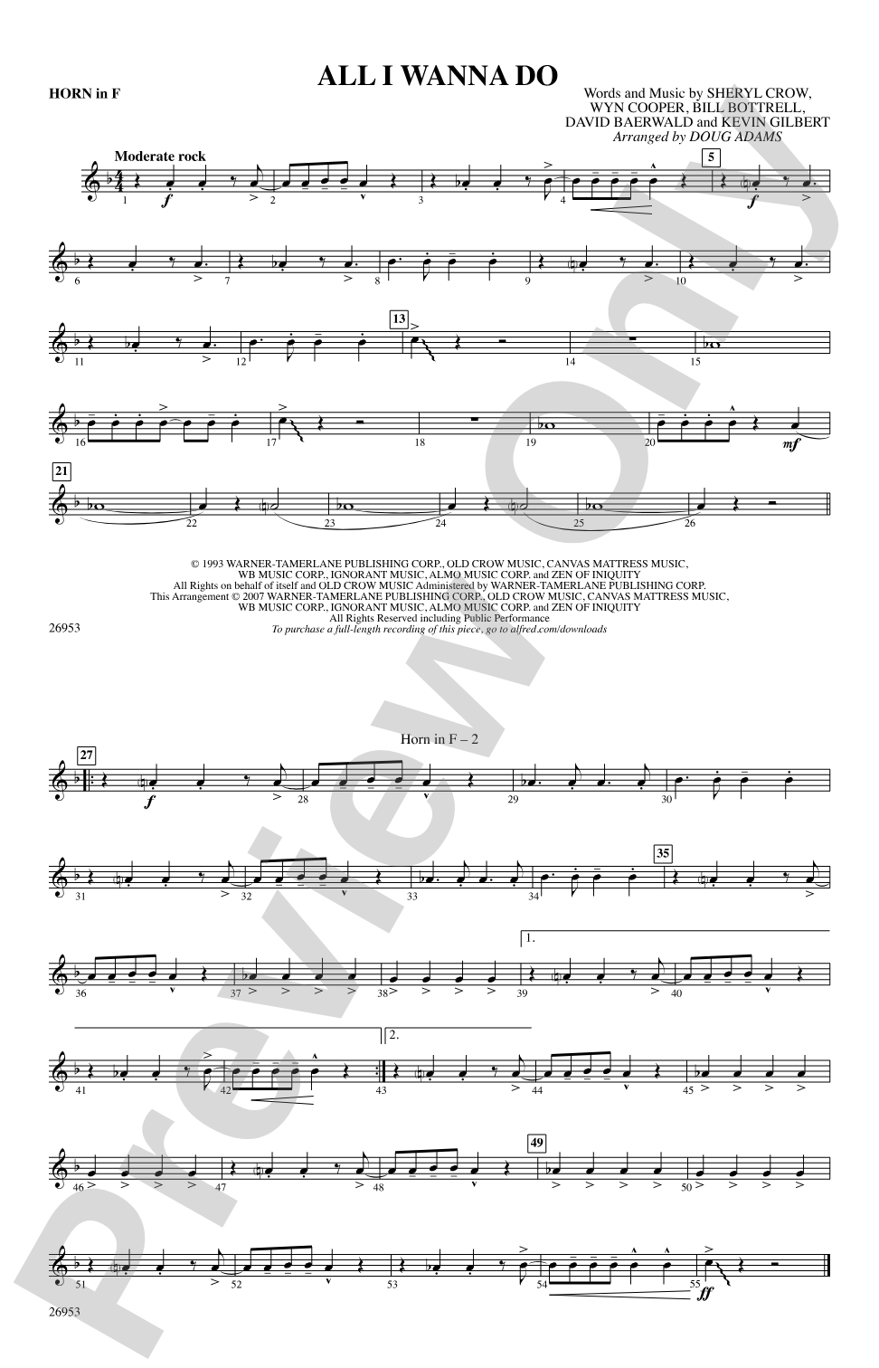 All I Wanna Do: 1st F Horn