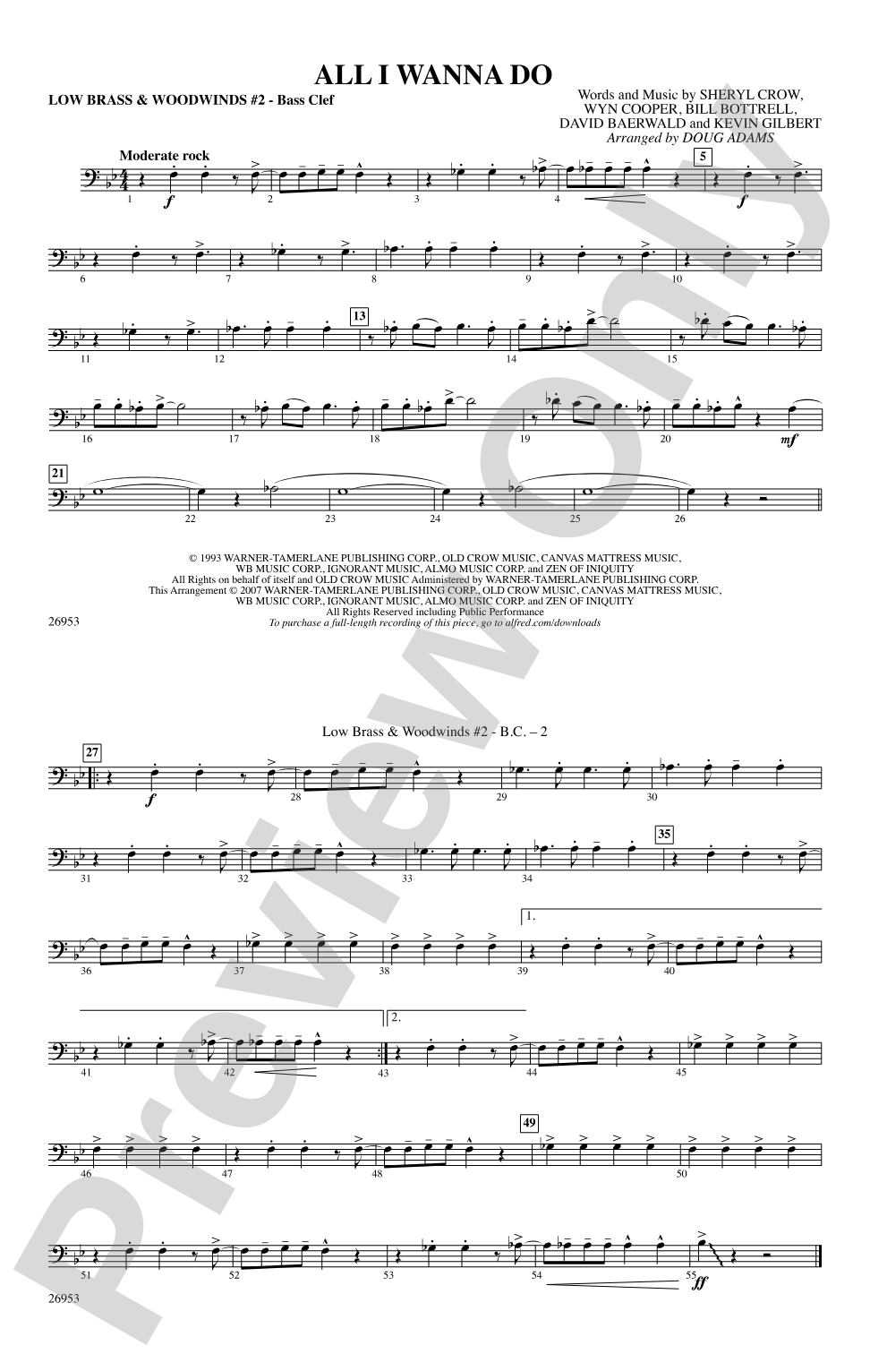 All I Wanna Do: Low Brass & Woodwinds #2 - Bass Clef
