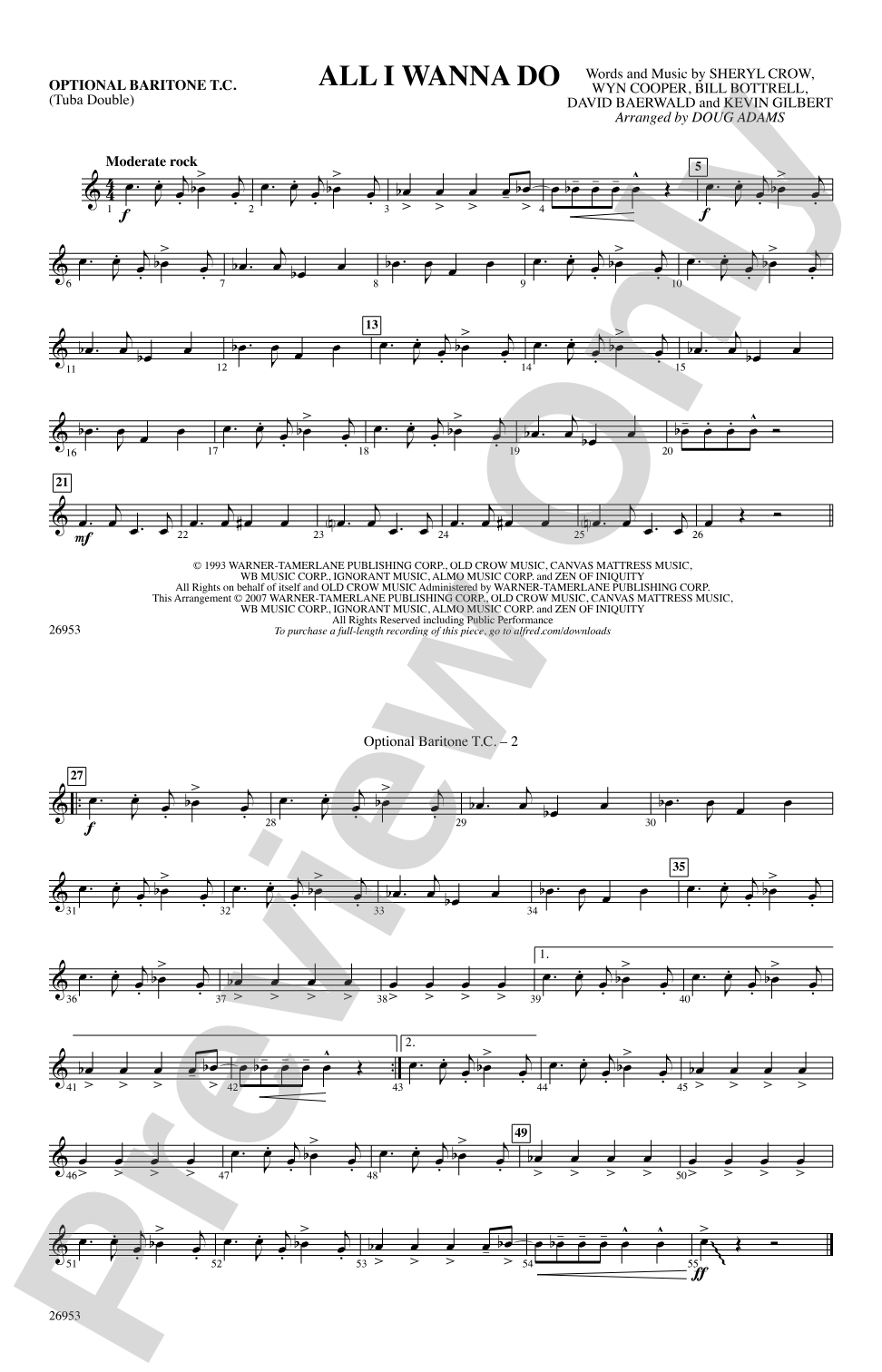 All I Wanna Do: Optional Baritone T.C. (Tuba Double)