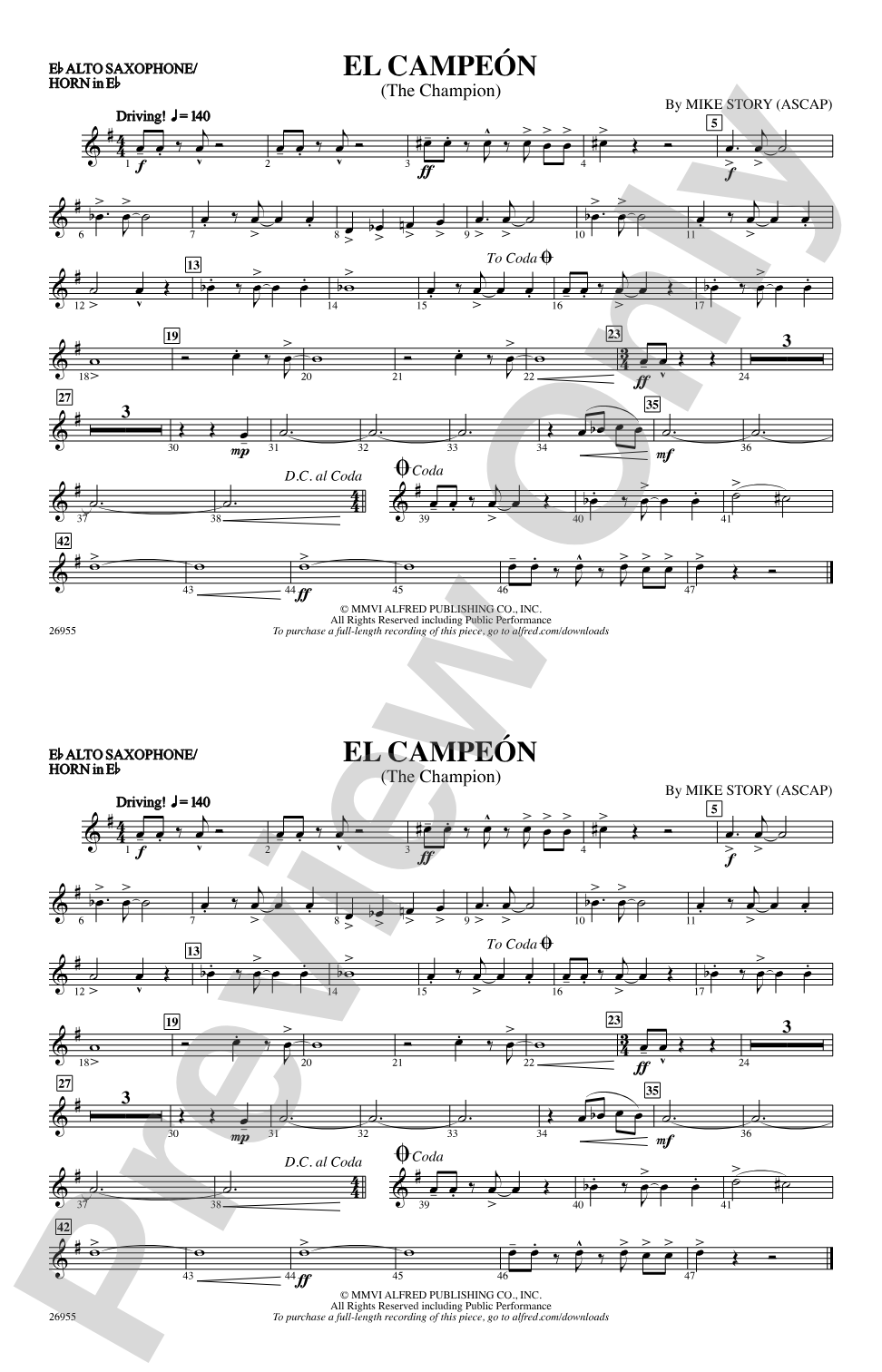 El Campeón: E-flat Alto Saxophone