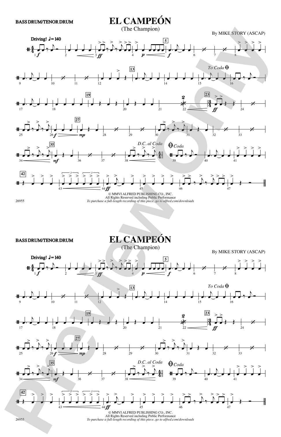 El Campeón: Bass Drum/Tenor Drum
