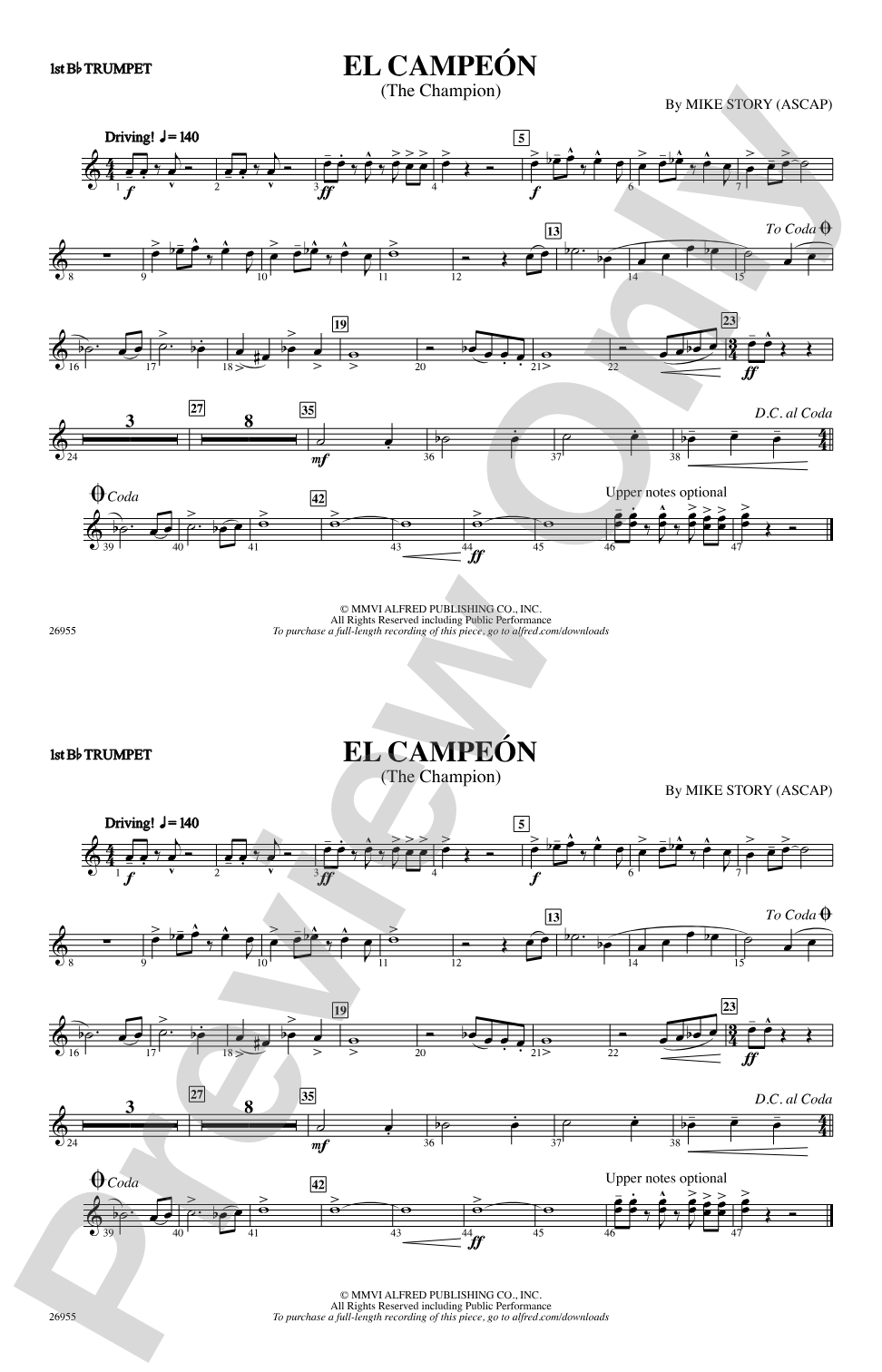 El Campeón: 1st B-flat Trumpet