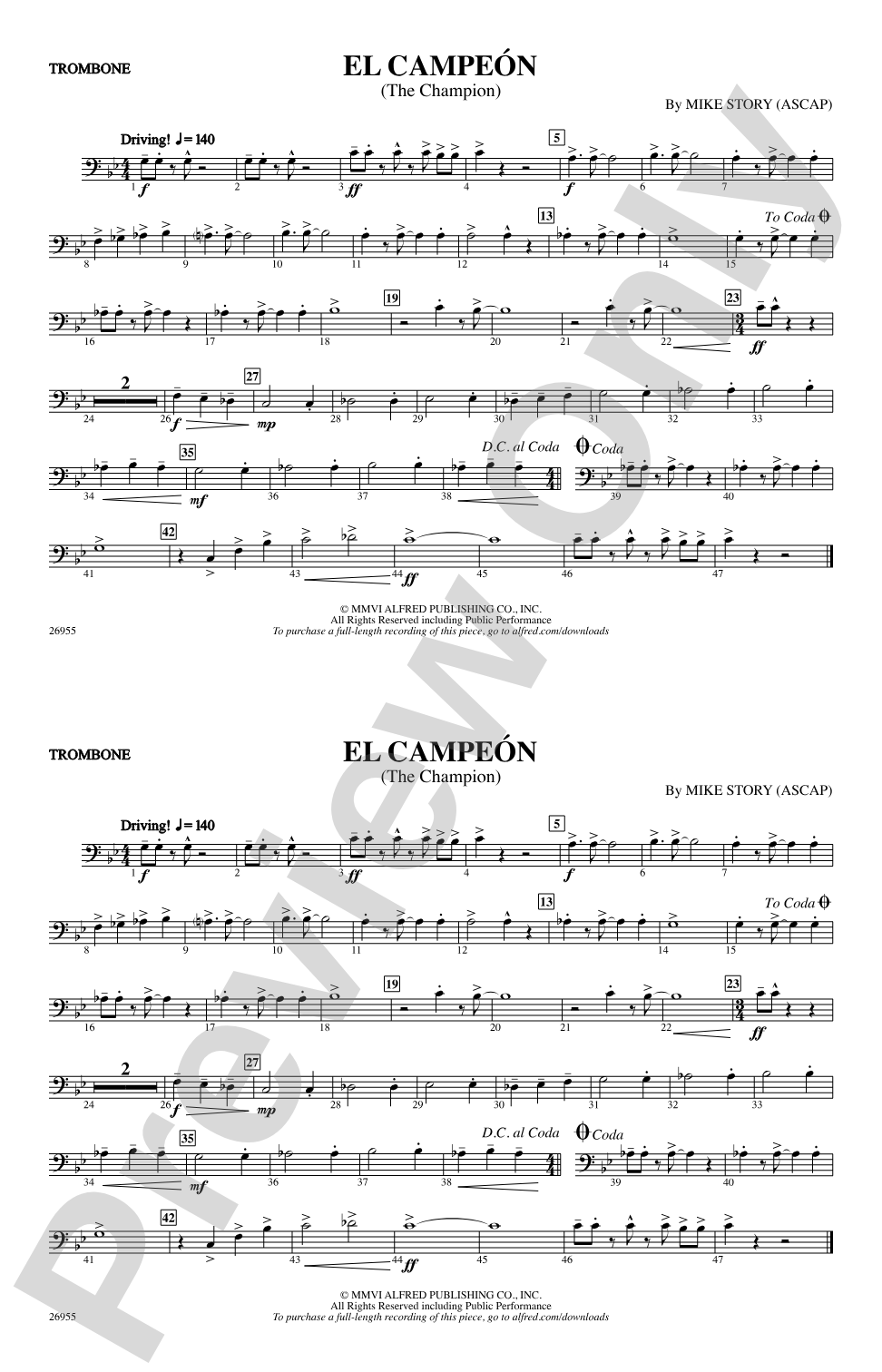 El Campeón: 1st Trombone