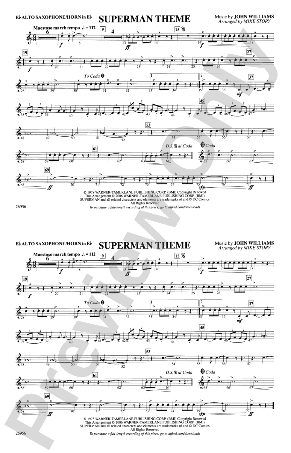 Superman Theme: E-flat Alto Saxophone