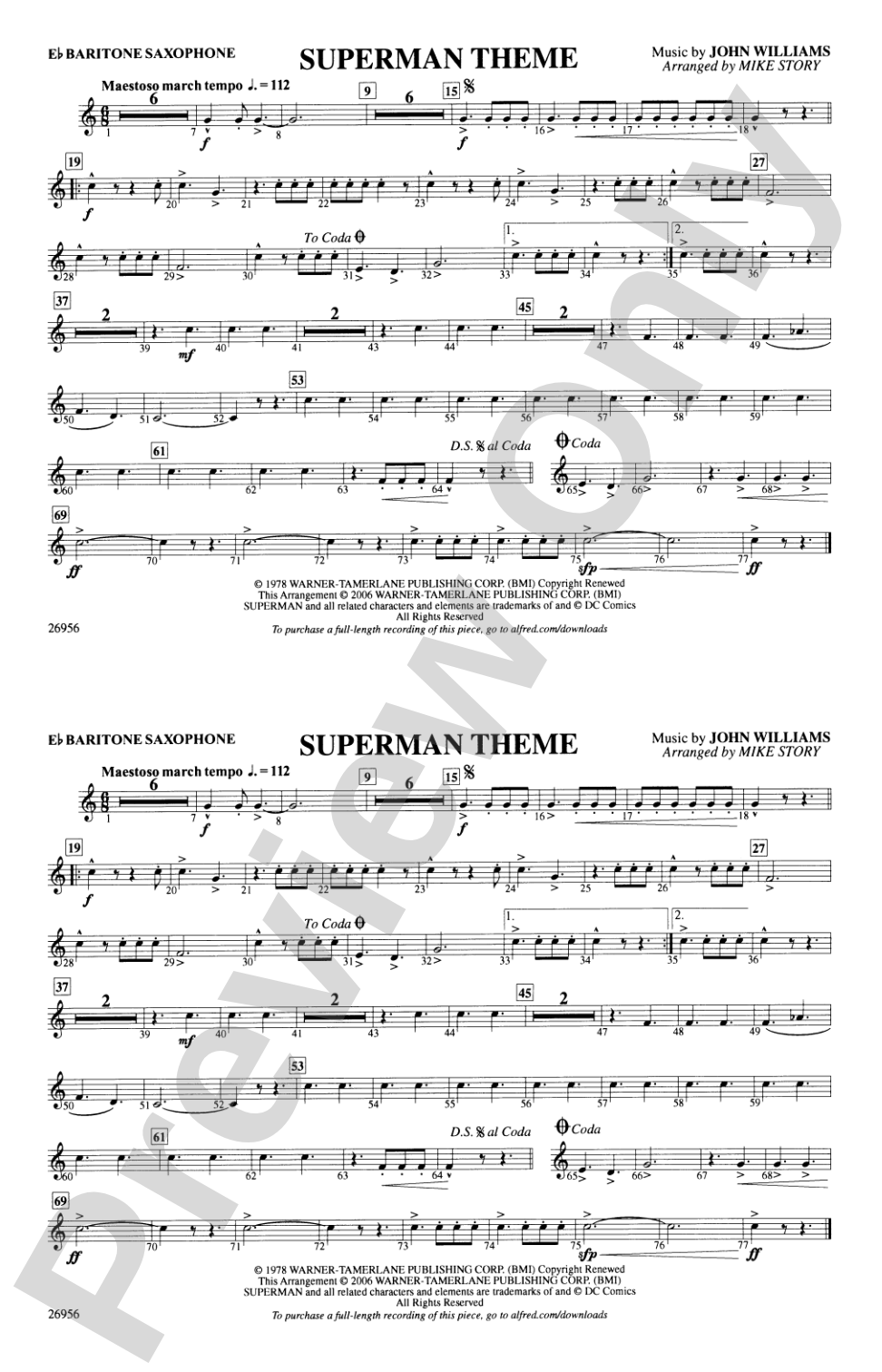 Superman Theme: E-flat Baritone Saxophone