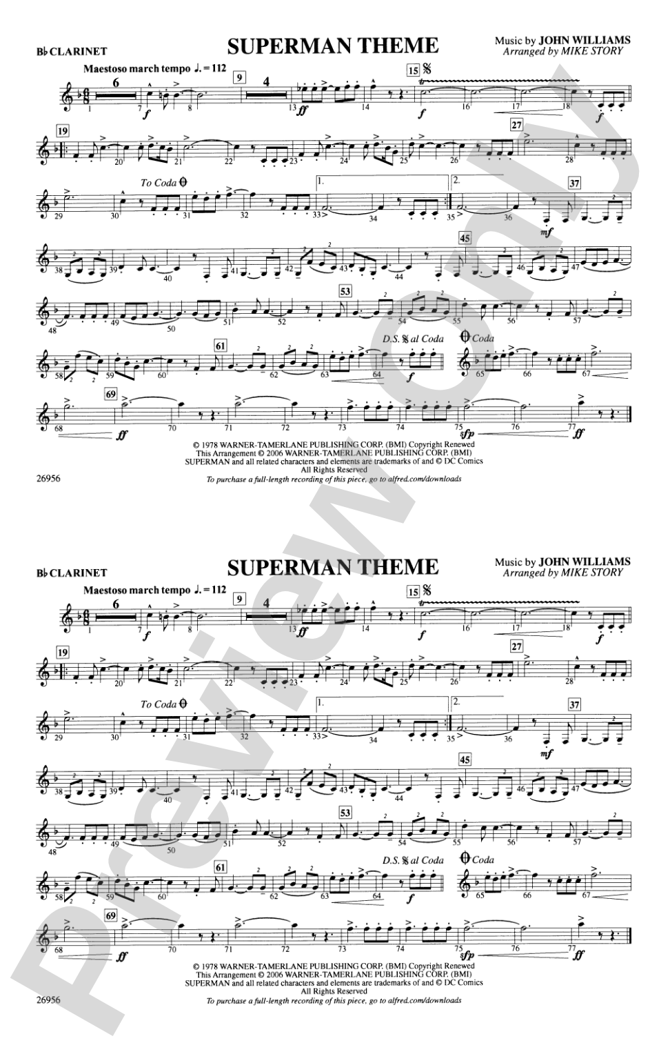 Superman Theme: 1st B-flat Clarinet