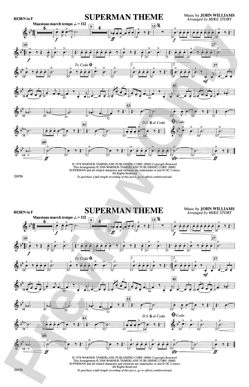 Superman Theme: 1st F Horn