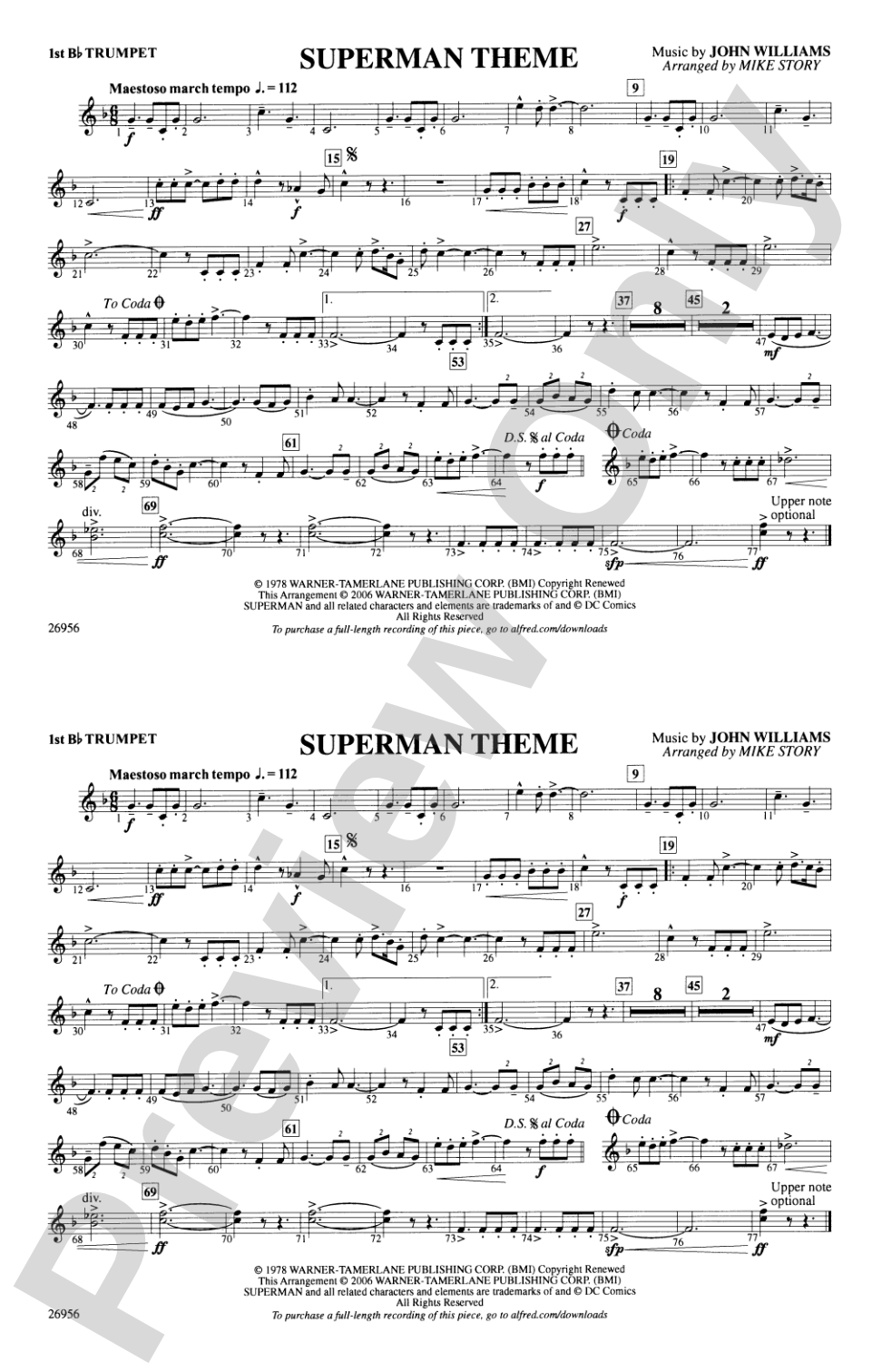 Superman Theme: 1st B-flat Trumpet