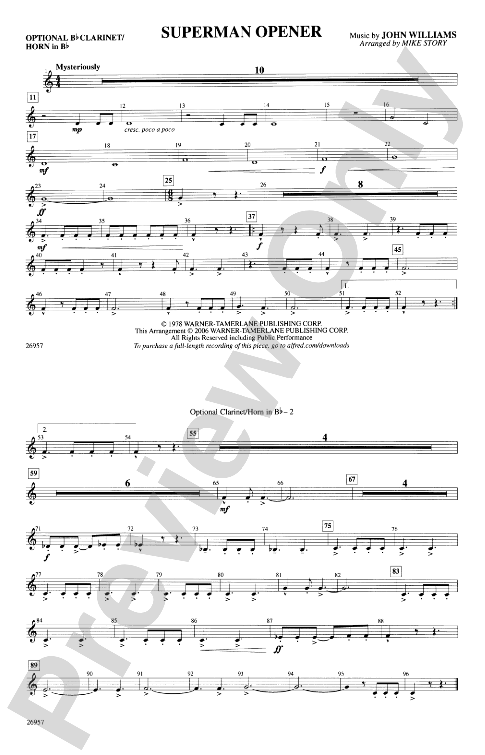 Superman Opener: Optional Bb Clarinet/Horn in Bb