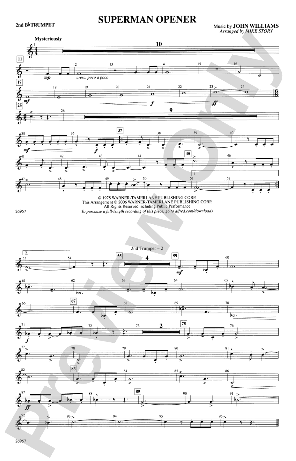Superman Opener: 2nd B-flat Trumpet