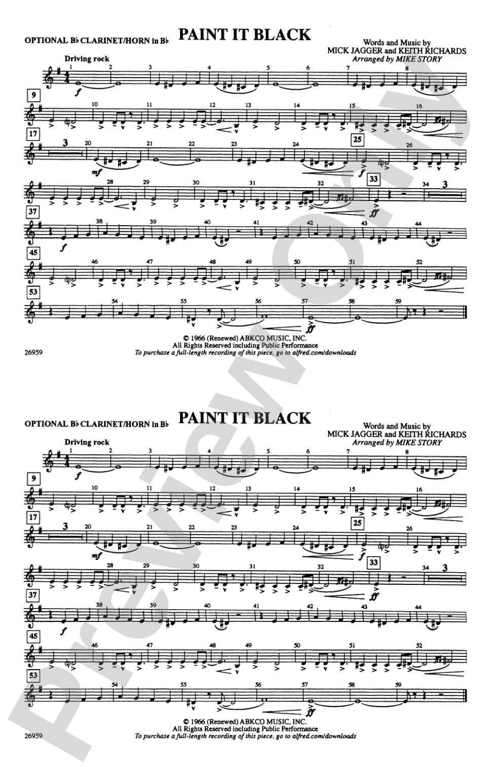 Paint It Black: Optional Bb Clarinet/Horn in Bb