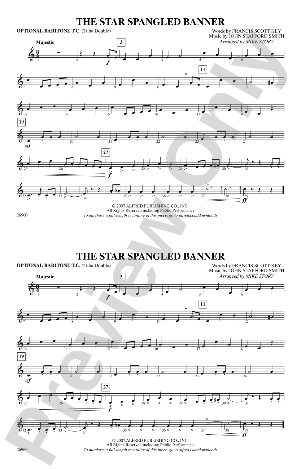 The Star-Spangled Banner: Optional Baritone T.C. (Tuba Double)