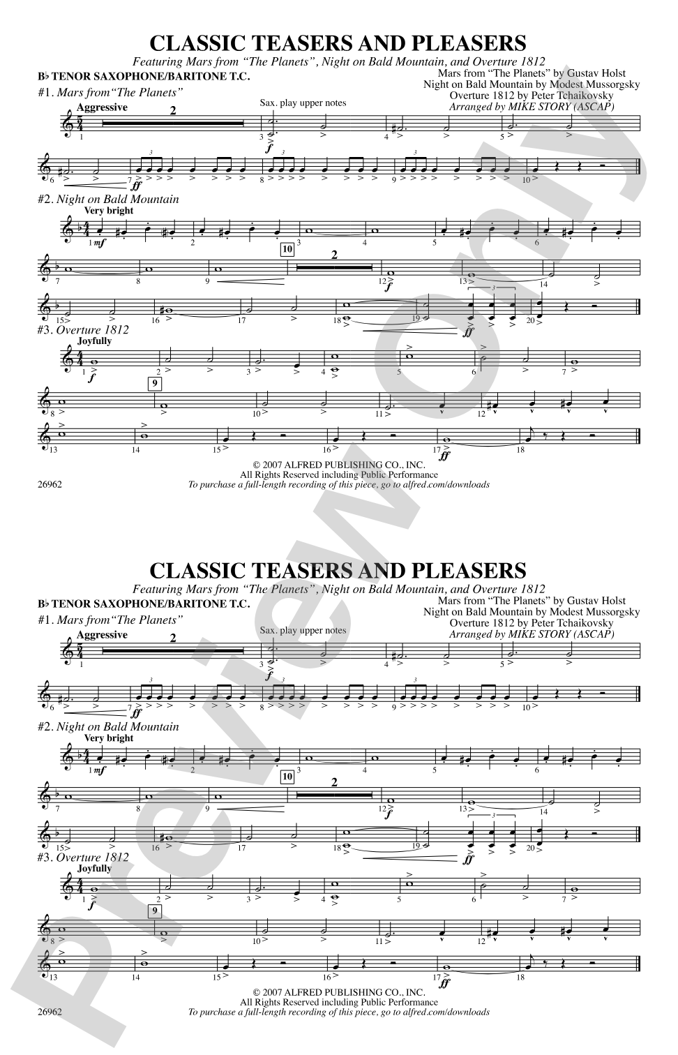 Classic Teasers and Pleasers: Bb Tenor Saxophone/Bartione Treble Clef