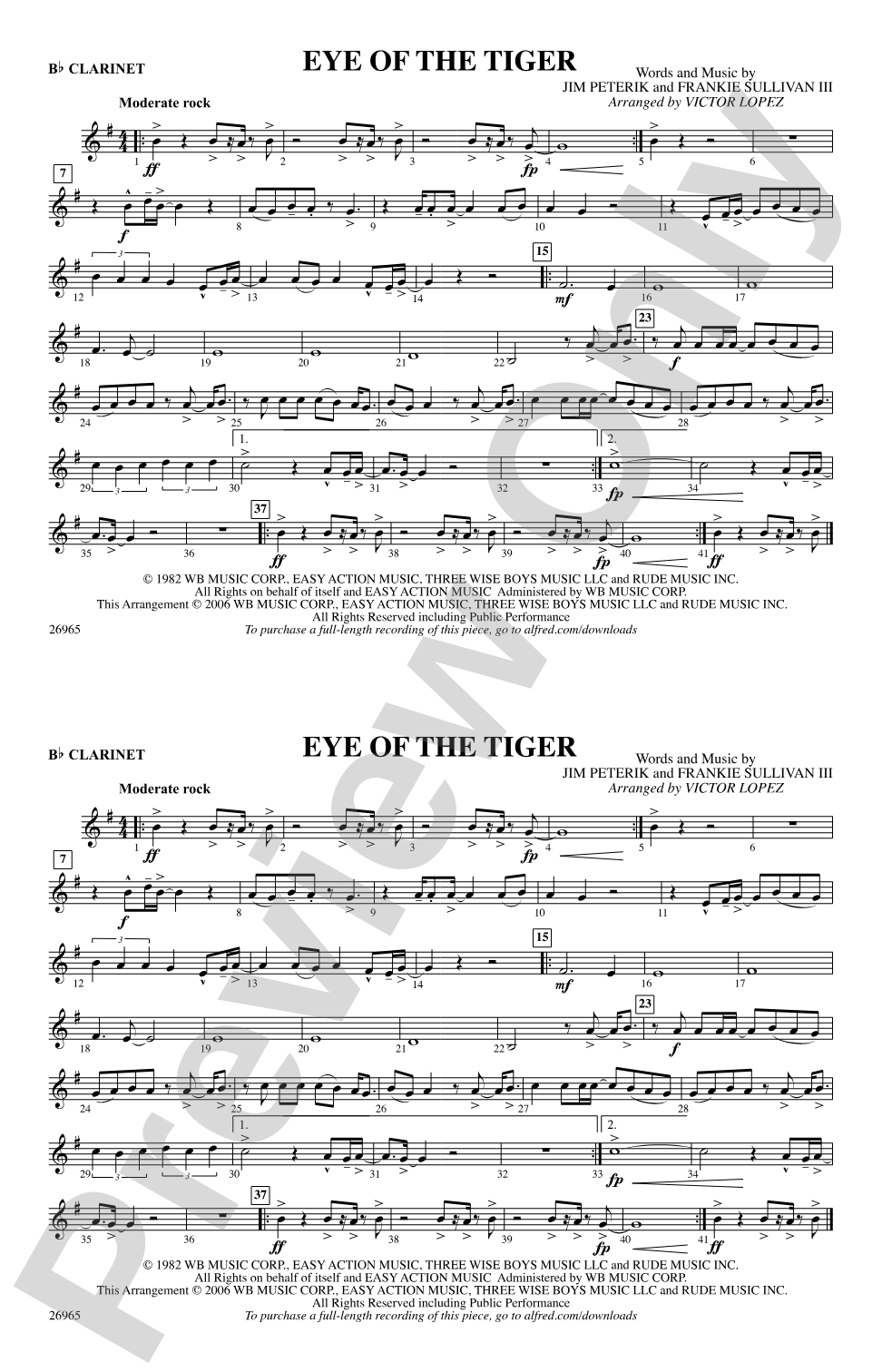 Eye of the Tiger: 1st B-flat Clarinet