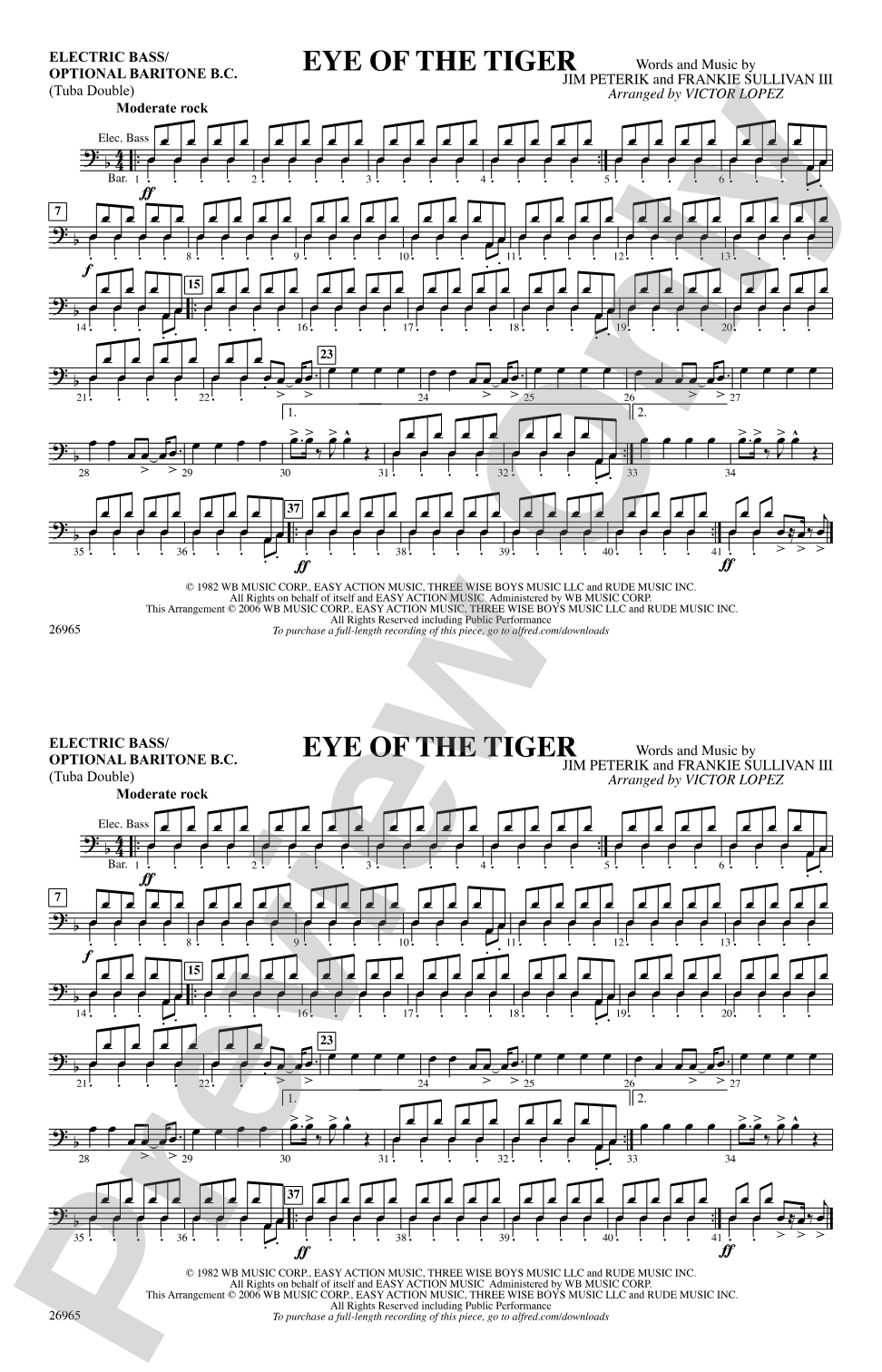 Eye of the Tiger: Electric Bass