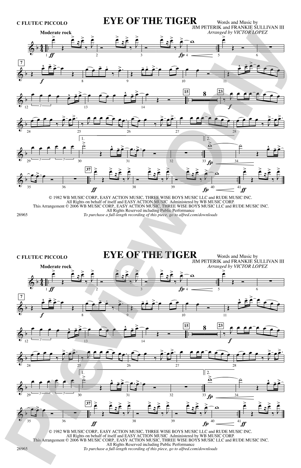 Eye of the Tiger: Flute