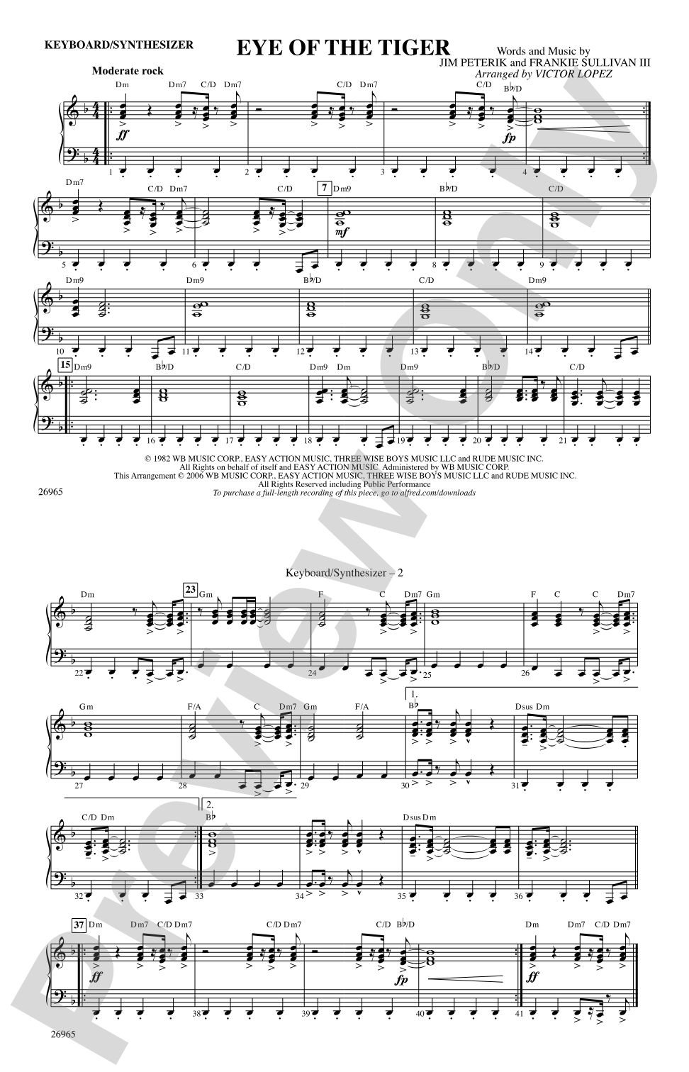 Eye of the Tiger: Keyboard/Synthesizer