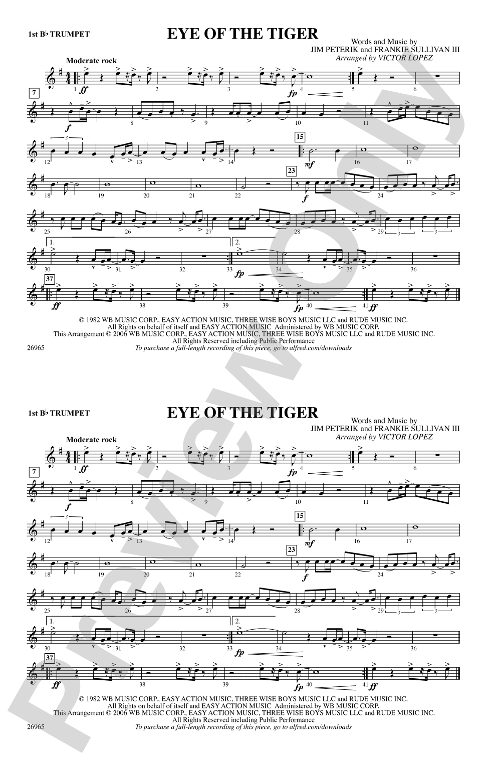 Eye of the Tiger: 1st B-flat Trumpet