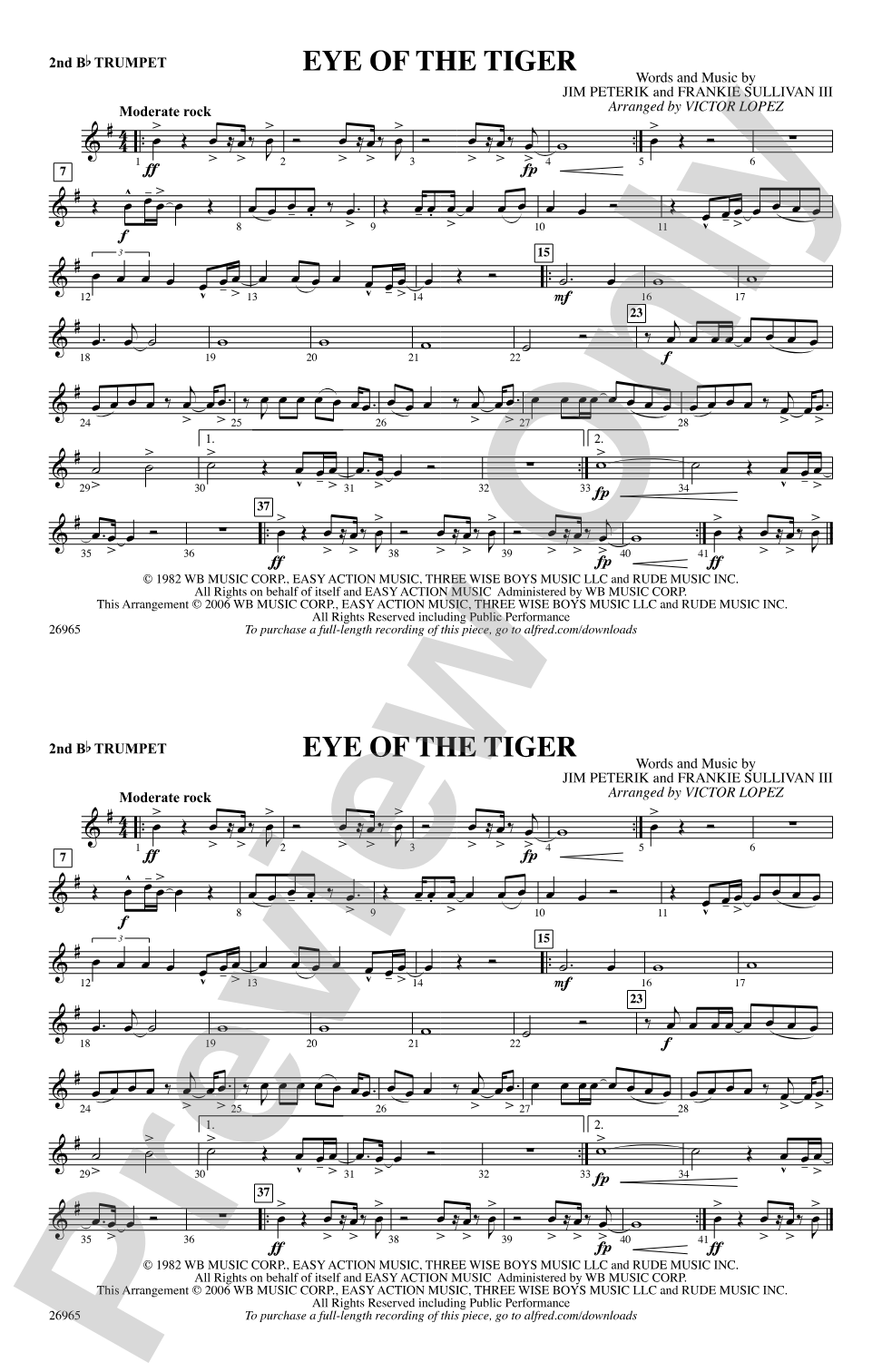 Eye of the Tiger: 2nd B-flat Trumpet