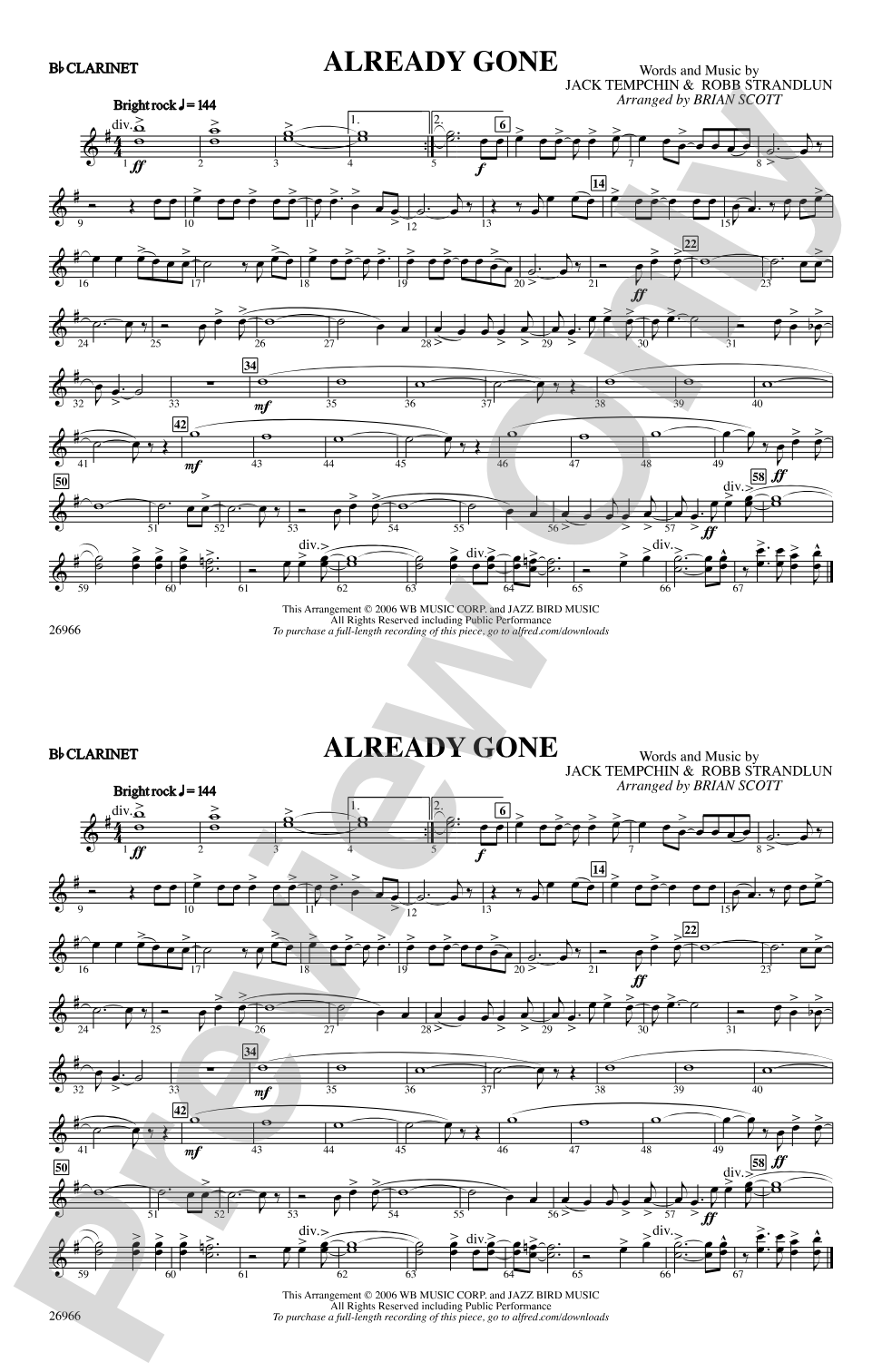 Already Gone: 1st B-flat Clarinet