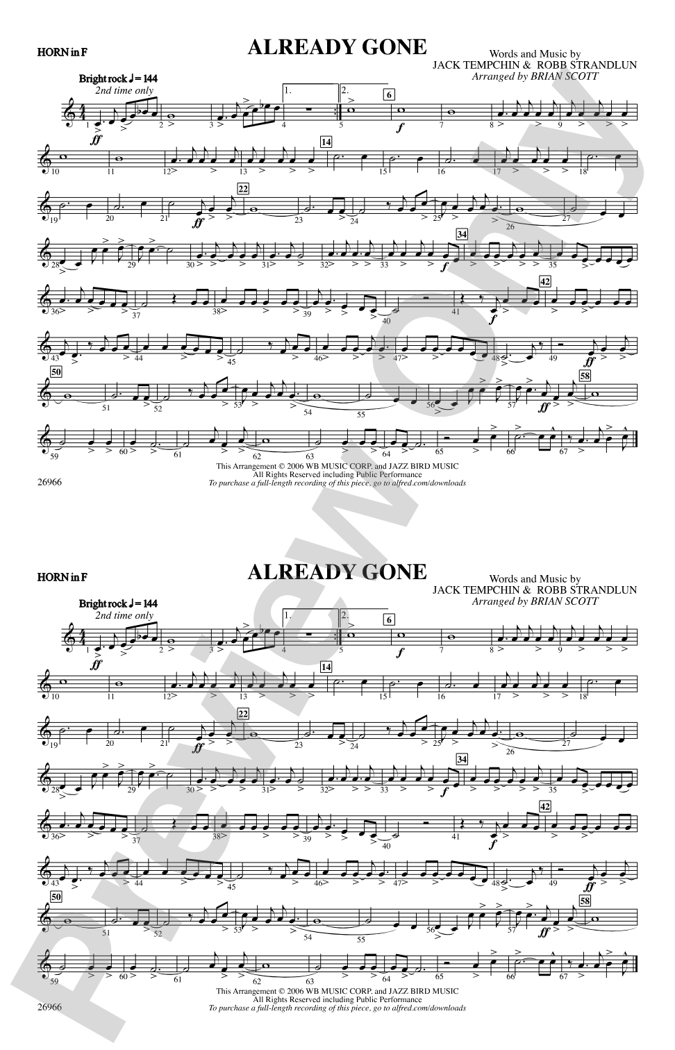 Already Gone: 1st F Horn