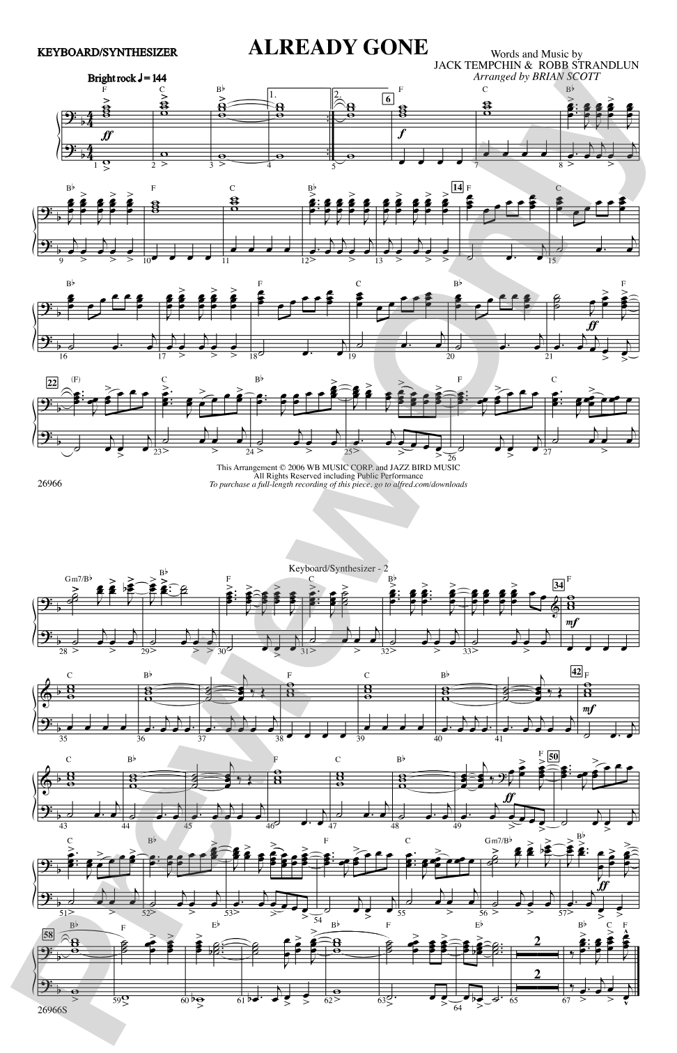 Already Gone: Keyboard/Synthesizer