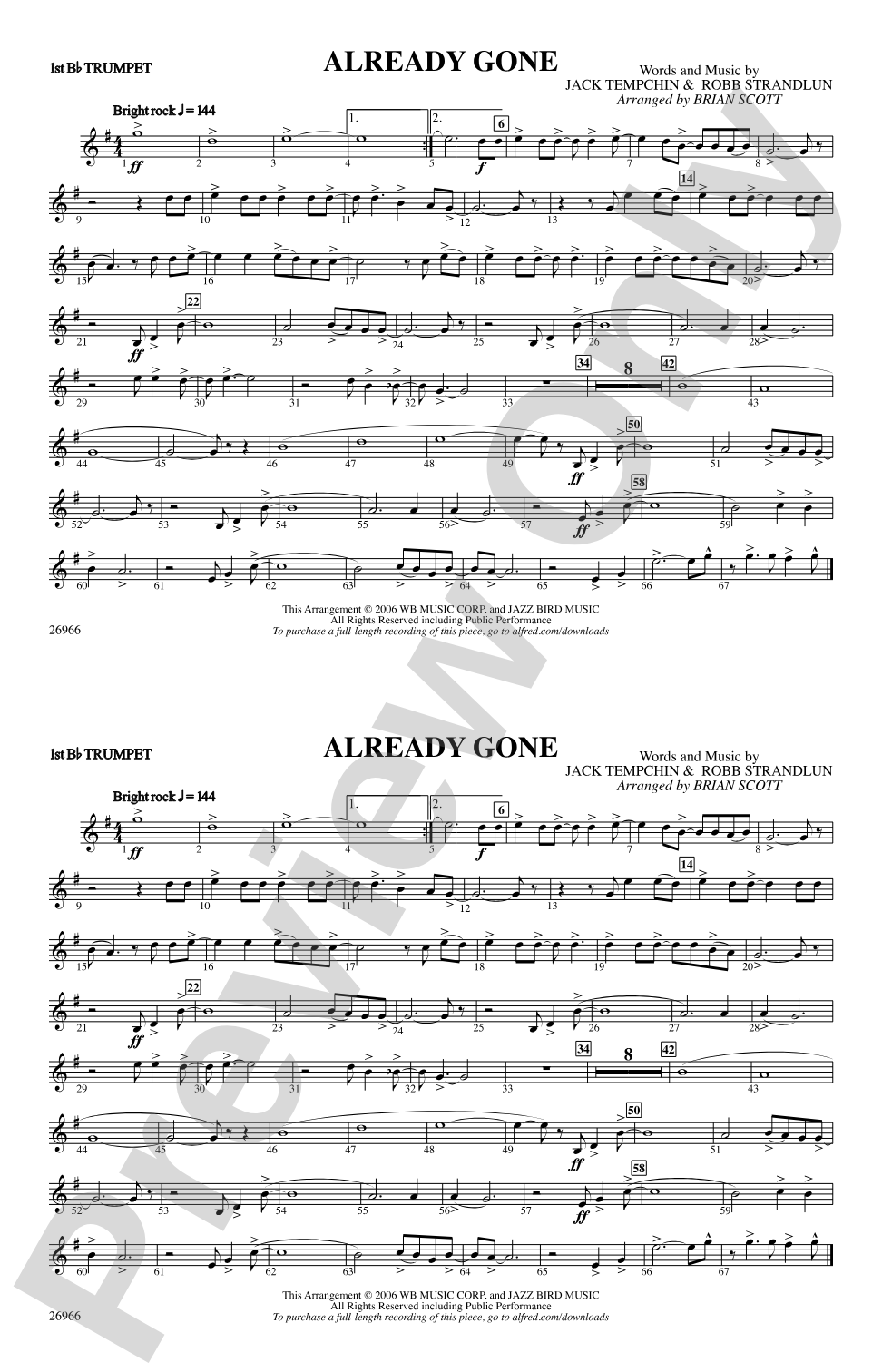 Already Gone: 1st B-flat Trumpet