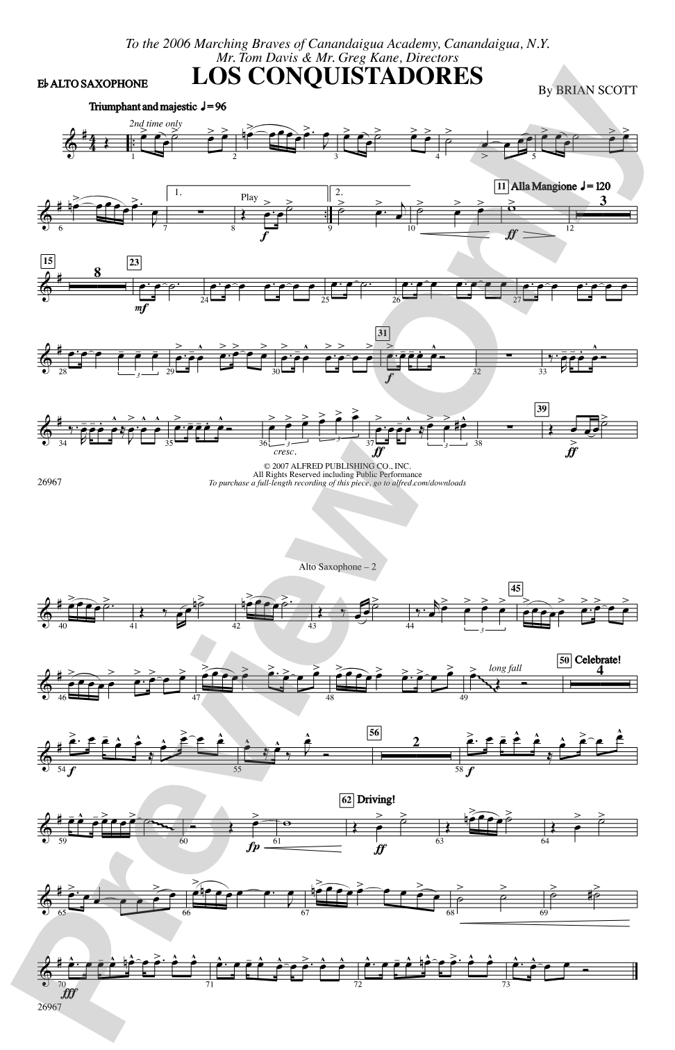 Los Conquistadores: E-flat Alto Saxophone