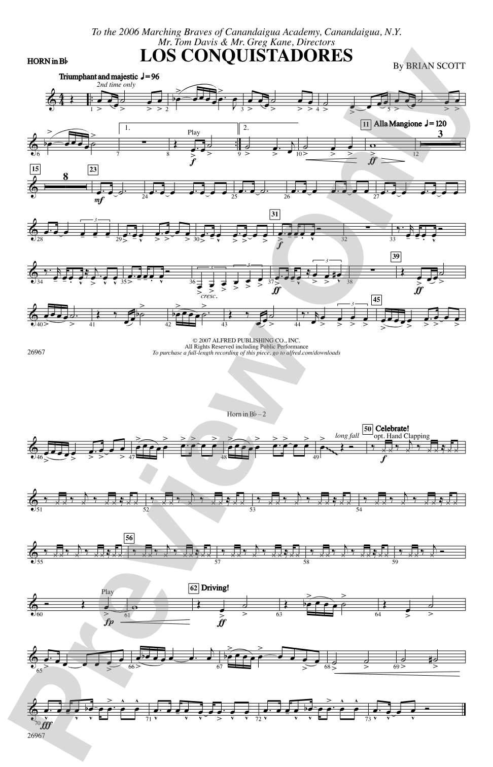 Los Conquistadores: Horn in B flat