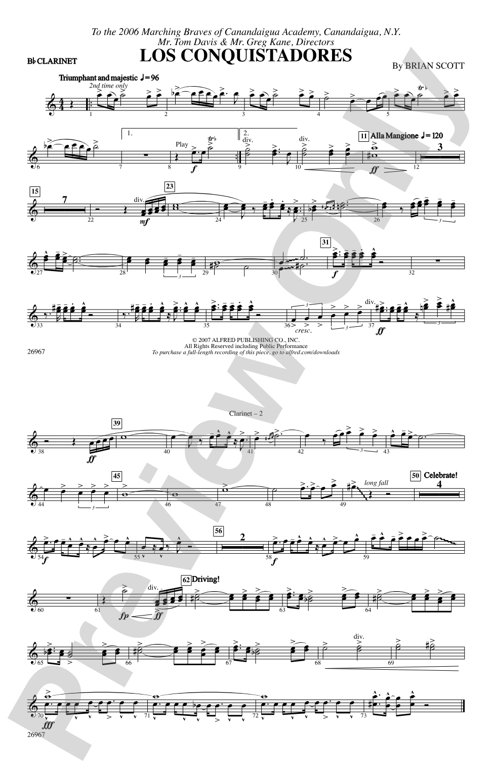 Los Conquistadores: 1st B-flat Clarinet