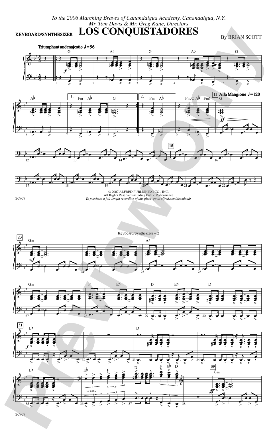 Los Conquistadores: Keyboard/Synthesizer