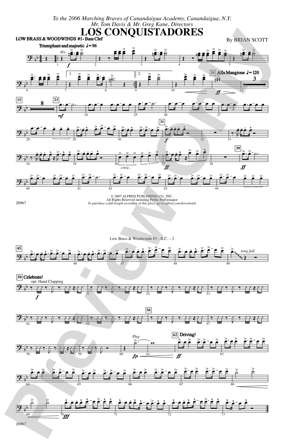 Los Conquistadores: Low Brass & Woodwinds #1 - Bass Clef