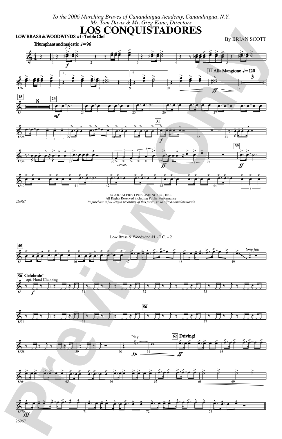 Los Conquistadores: Low Brass & Woodwinds #1 - Treble Clef