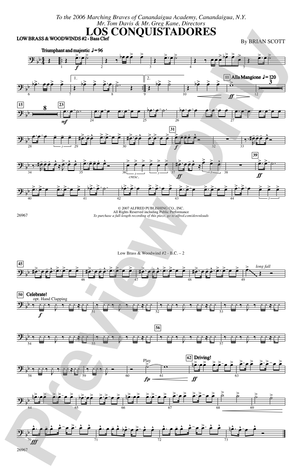 Los Conquistadores: Low Brass & Woodwinds #2 - Bass Clef
