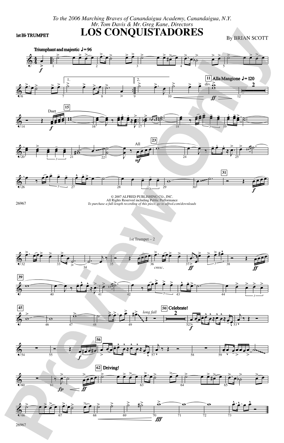 Los Conquistadores: 1st B-flat Trumpet