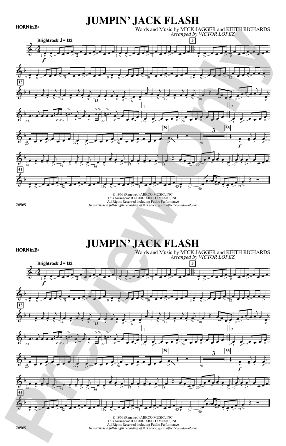 Jumpin' Jack Flash: Horn in B flat