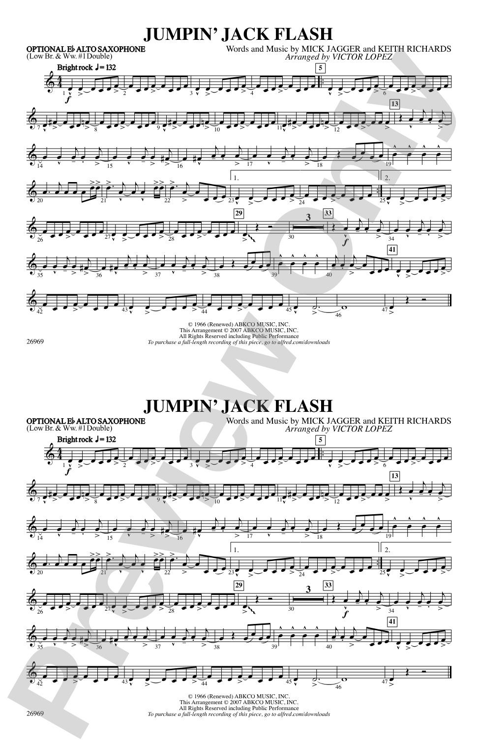 Jumpin' Jack Flash: Optional Alto Sax