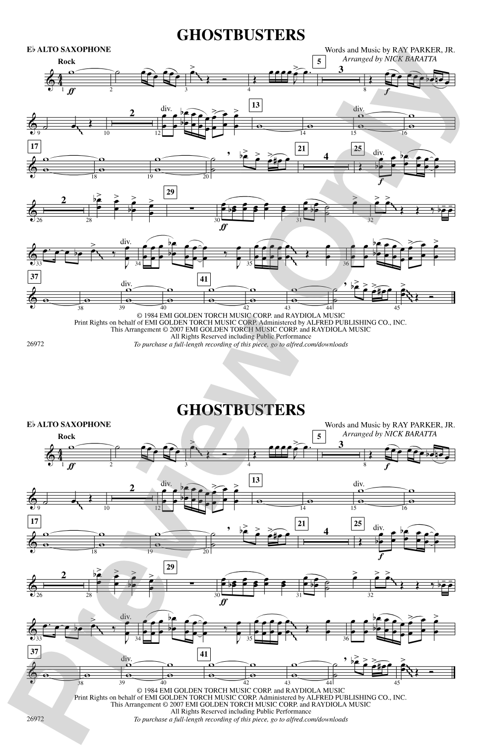 Ghostbusters: E-flat Alto Saxophone