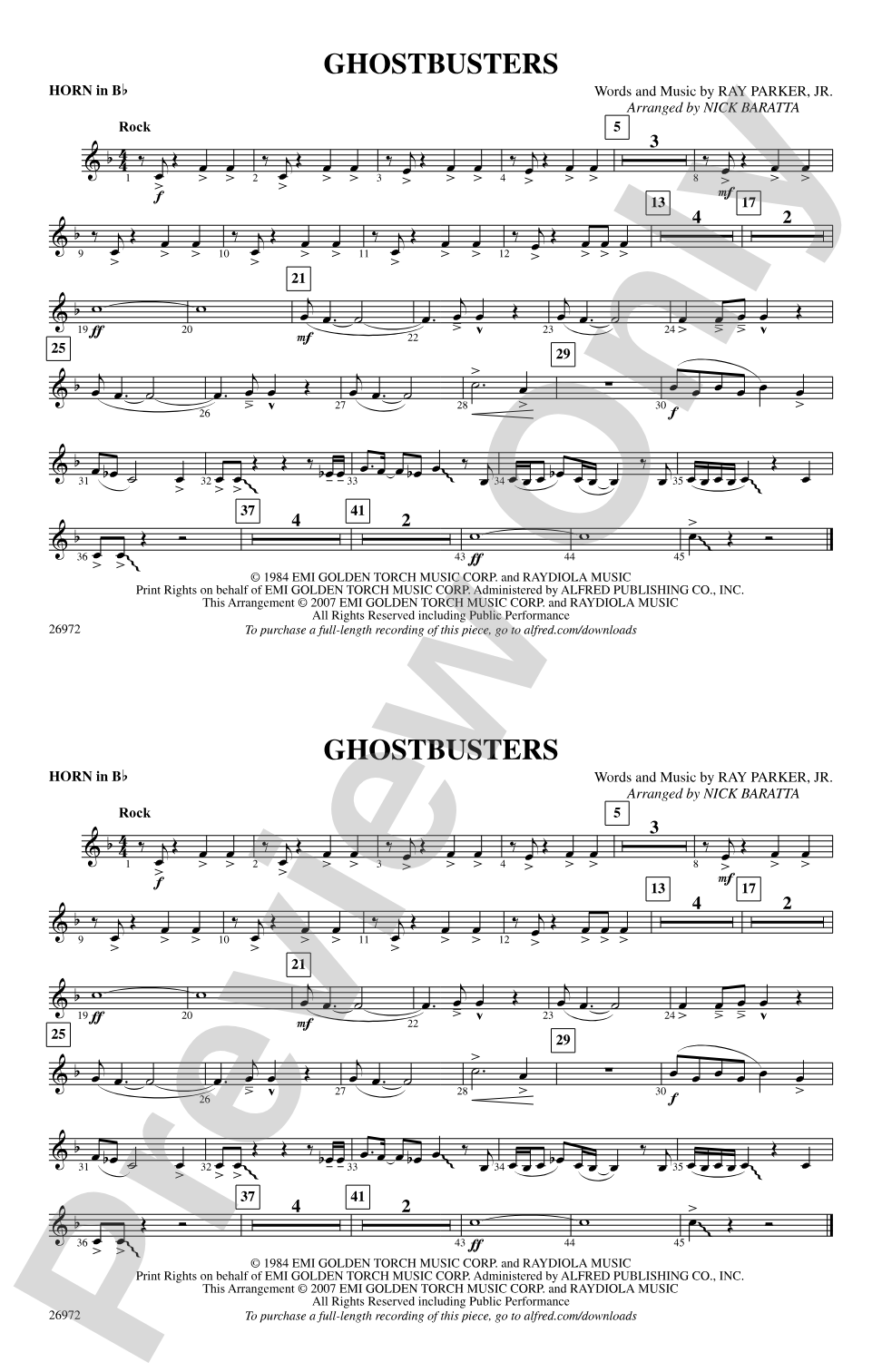 Ghostbusters: Horn in B flat