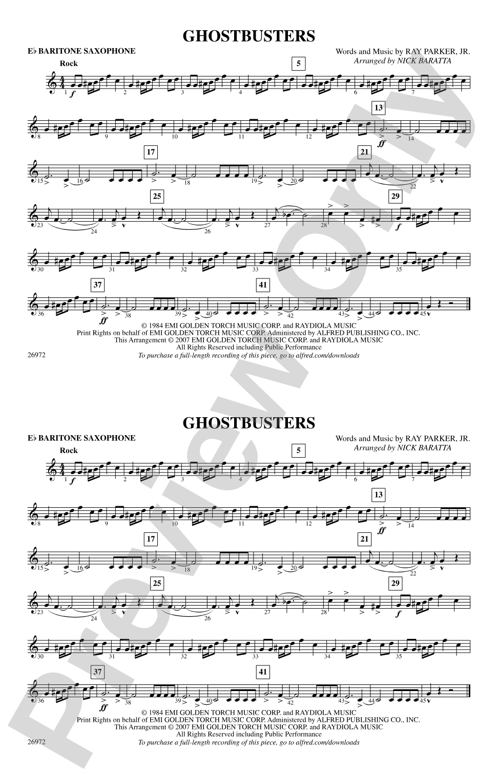Ghostbusters: E-flat Baritone Saxophone