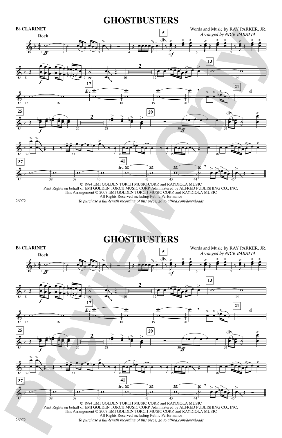 Ghostbusters: 1st B-flat Clarinet