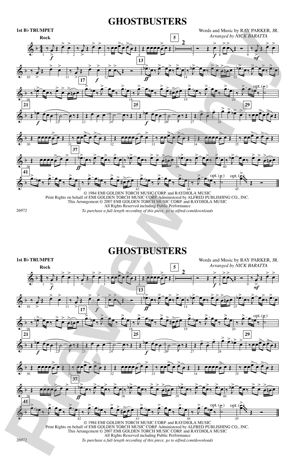 Ghostbusters: 1st B-flat Trumpet