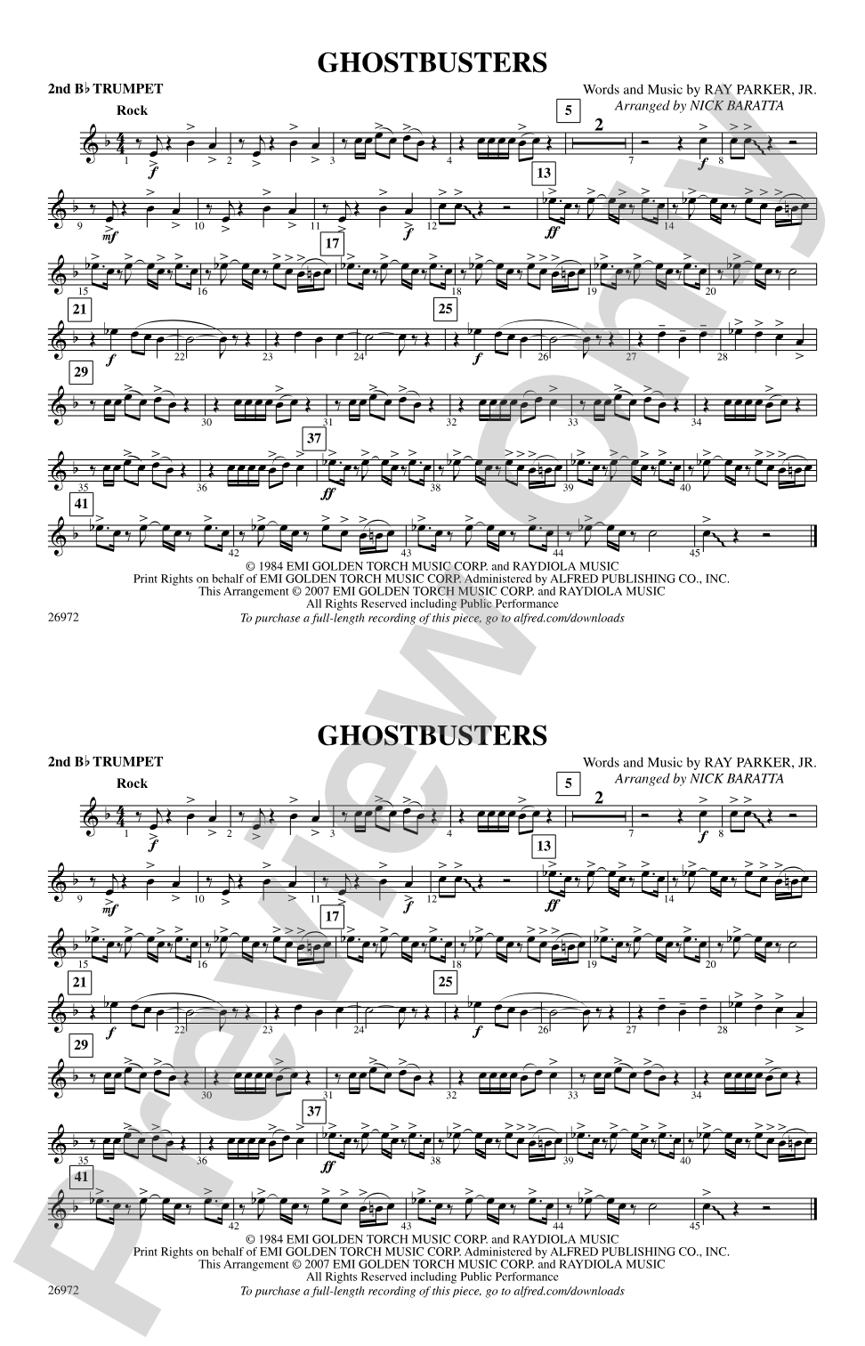 Ghostbusters: 2nd B-flat Trumpet