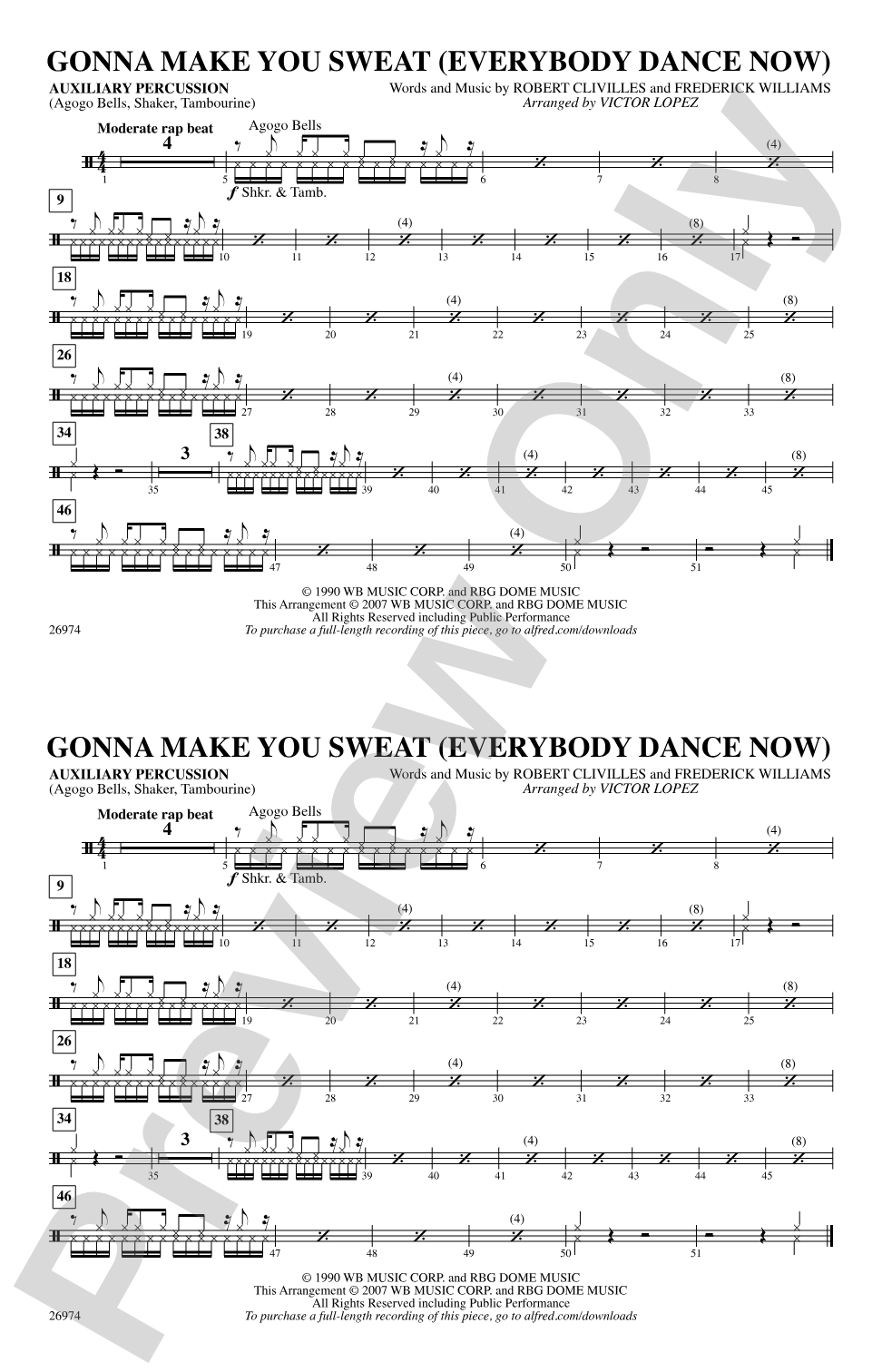 Gonna Make You Sweat (Everybody Dance Now): Auxiliary Percussion
