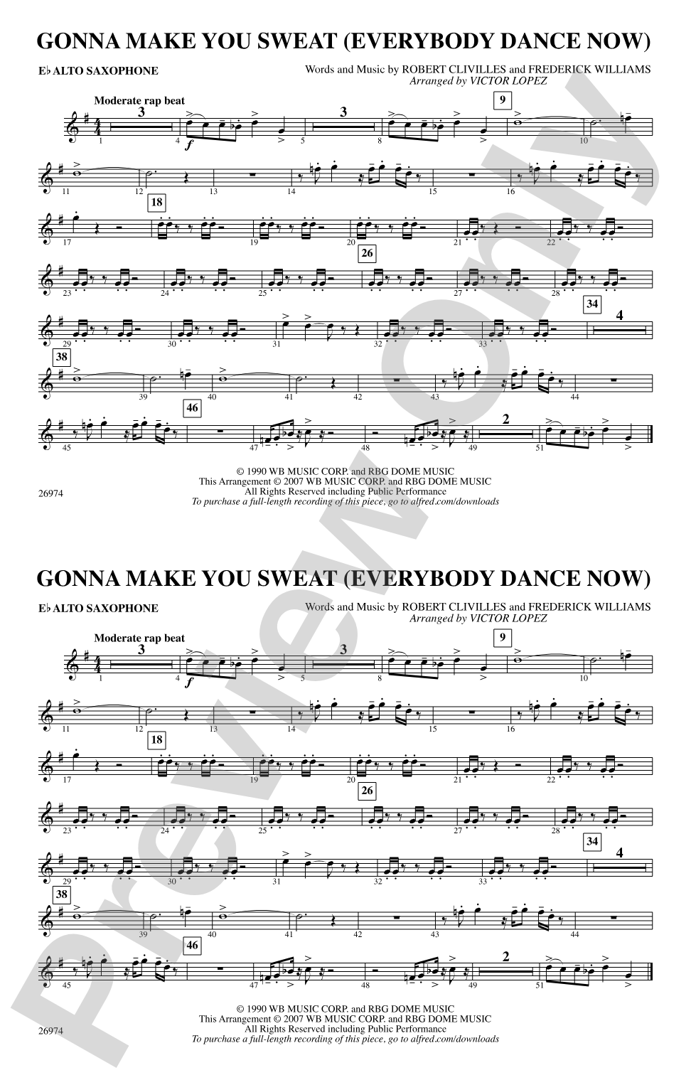 Gonna Make You Sweat (Everybody Dance Now): E-flat Alto Saxophone