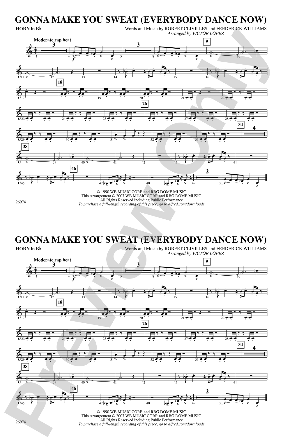 Gonna Make You Sweat (Everybody Dance Now): Horn in B flat