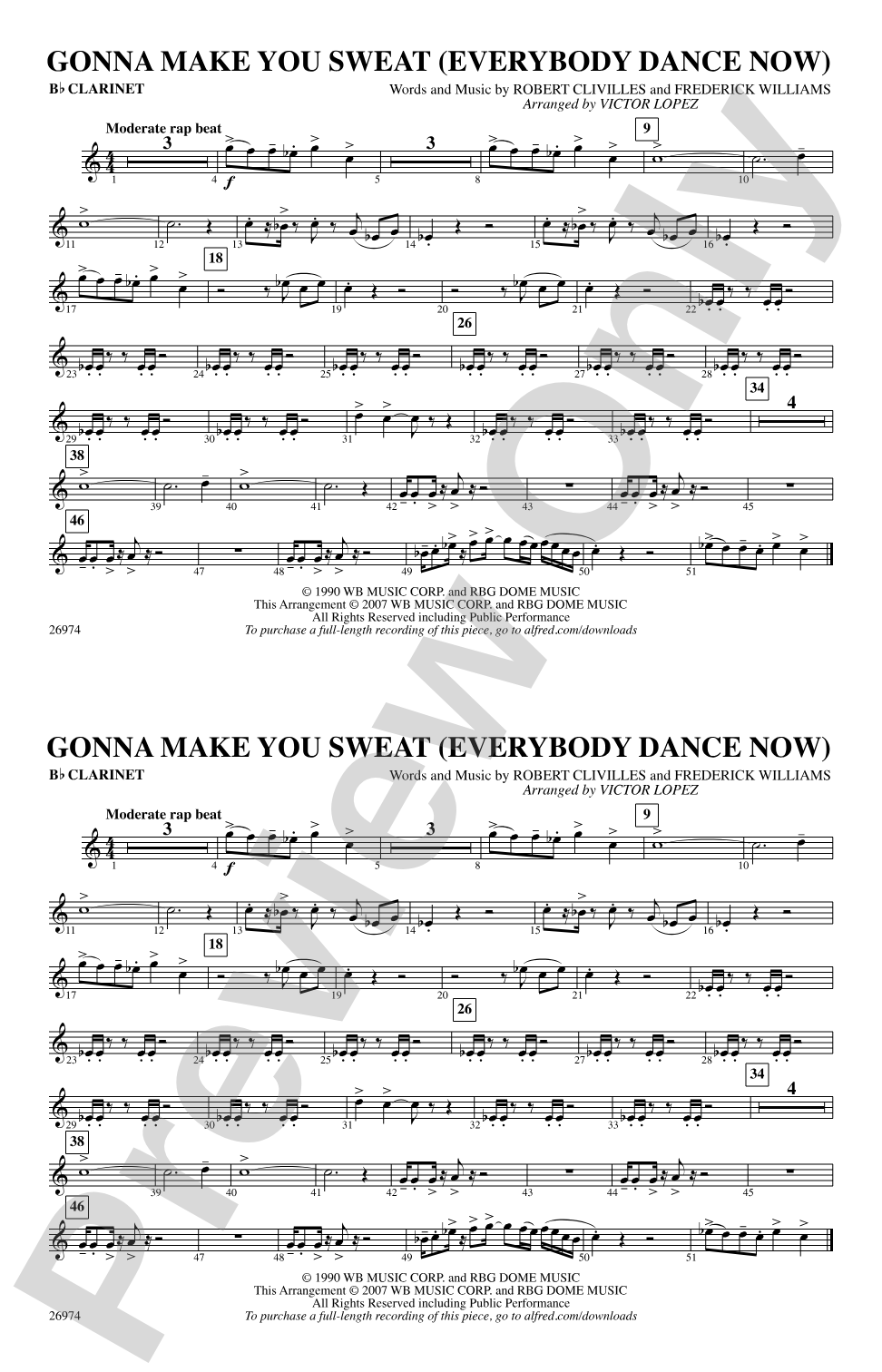 Gonna Make You Sweat (Everybody Dance Now): 1st B-flat Clarinet
