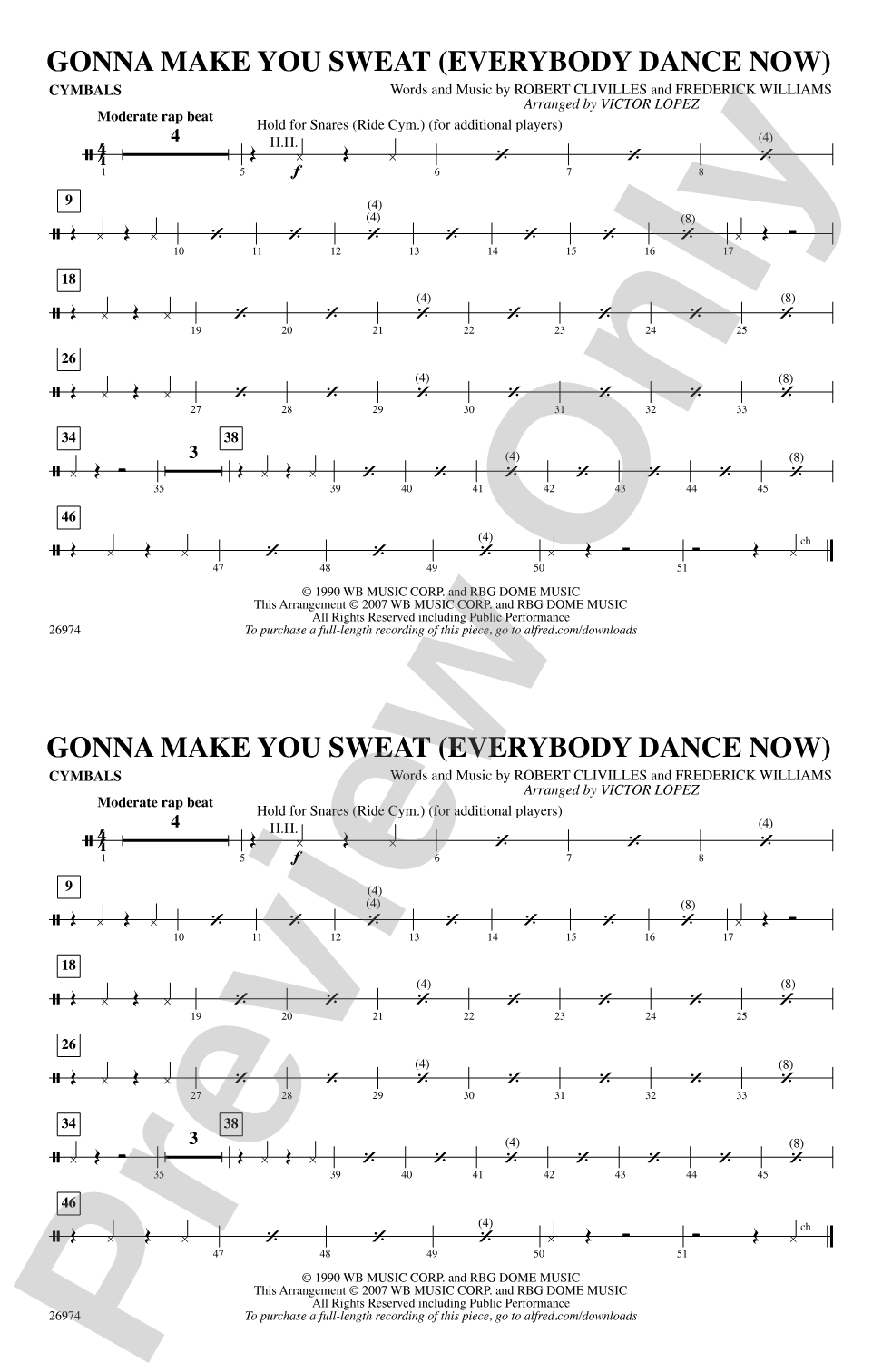 Gonna Make You Sweat (Everybody Dance Now): Cymbals
