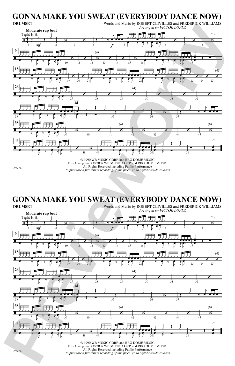 Gonna Make You Sweat (Everybody Dance Now): Drumset