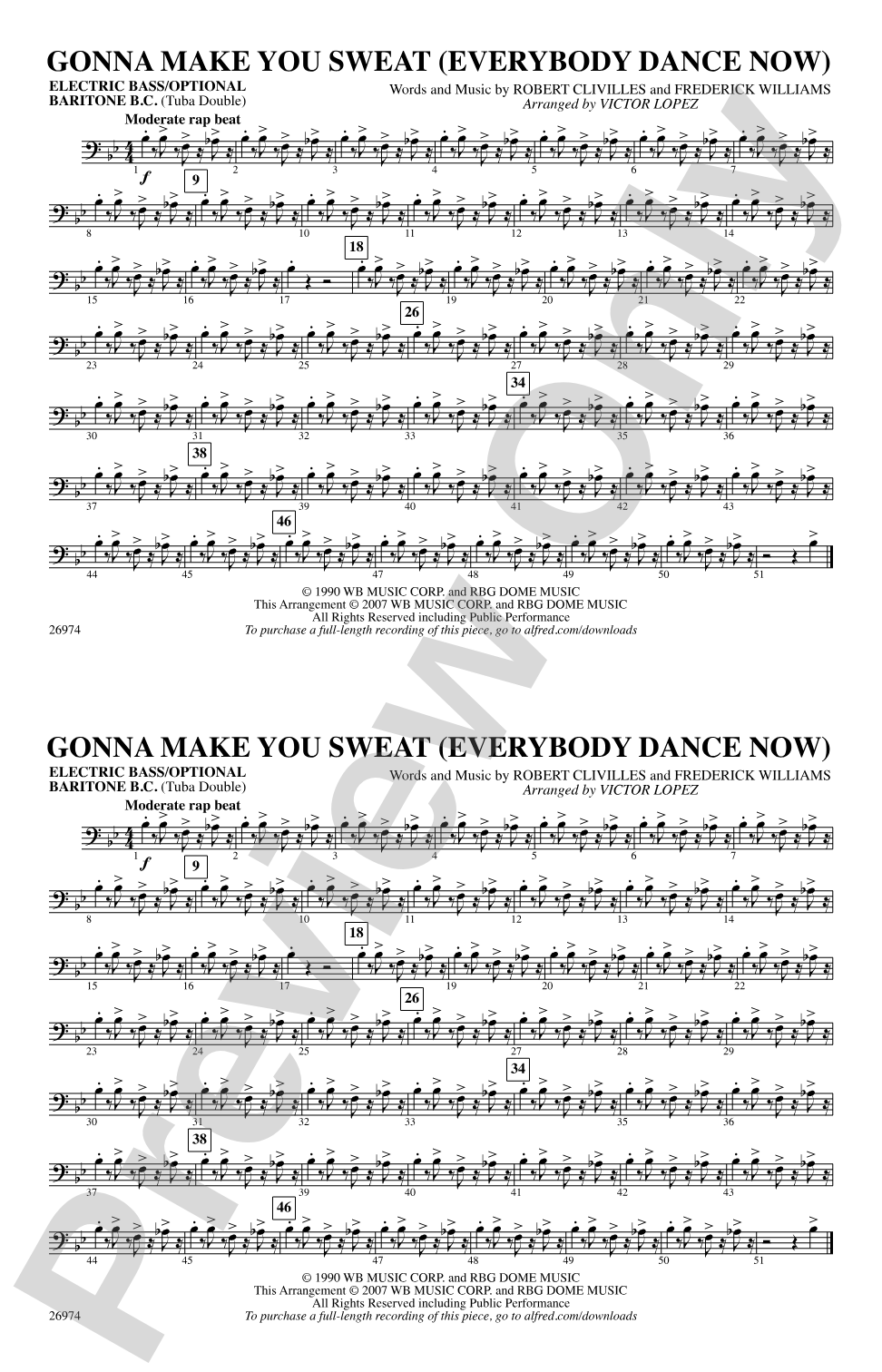 Gonna Make You Sweat (Everybody Dance Now): Electric Bass
